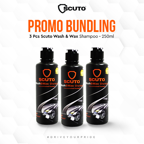 Paket hemat Scuto Wash & Wax Shampoo - 3 botol 250ml